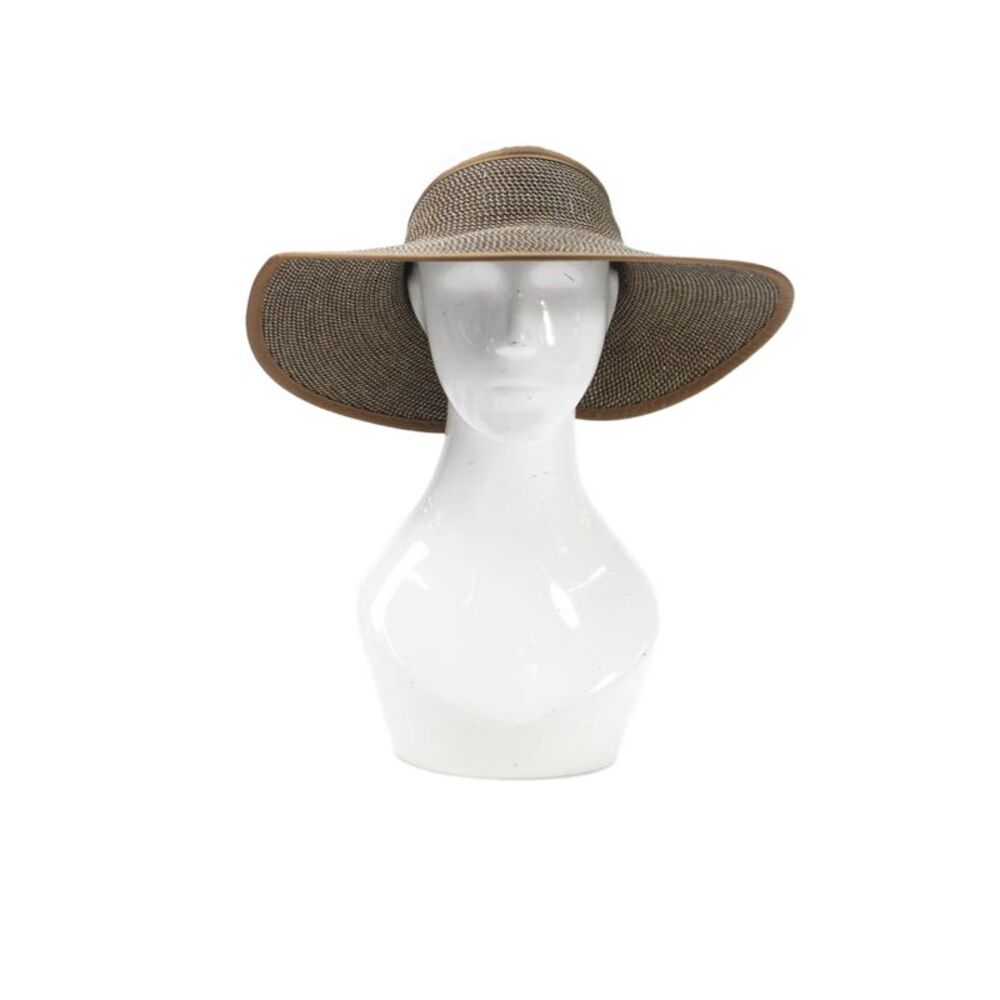 Eric Javits Womens Woven Straw Wide-Brim Sun Visor Brown One Size